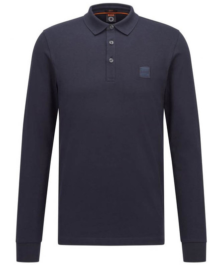 Hugo Boss Mens Polo Shirt Passerby Long Sleeve BOSS Polo in Navy Blue