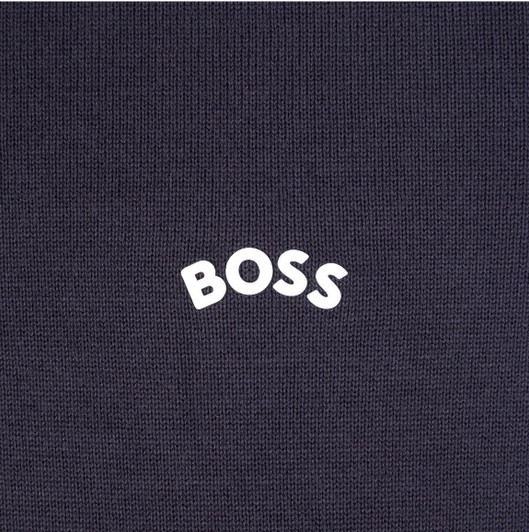 Hugo Boss Mens Jumper Rallo Organic Cotton Knit in Dark Blue