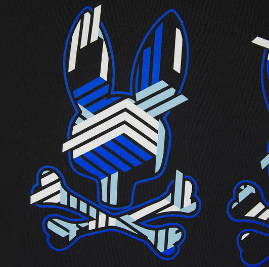 Psycho Bunny Mens T-Shirt Plaza Graphic Tee in Black