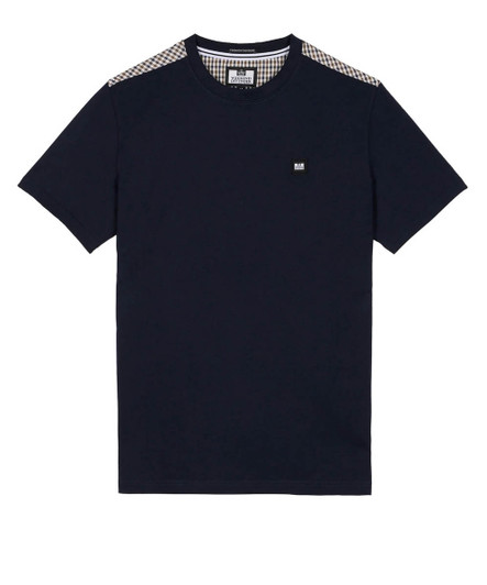 Weekend Offender Mens T-Shirt Check Diaz Tee in Navy Blue