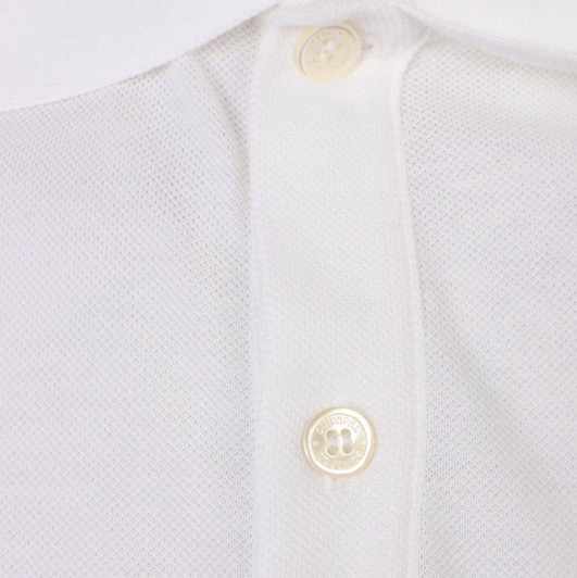 Sunspel Mens Polo Shirt Short Sleeve Pique in White