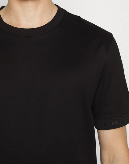 Hugo Boss Mens T-Shirt Mercerised Logo BOSS Tee in Black