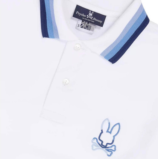 Psycho Bunny Mens Polo Shirt Calle Polo in White