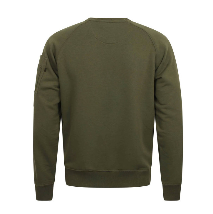 Alpha Industries Mens Sweatshirt X Fit Jumper in Dark Green