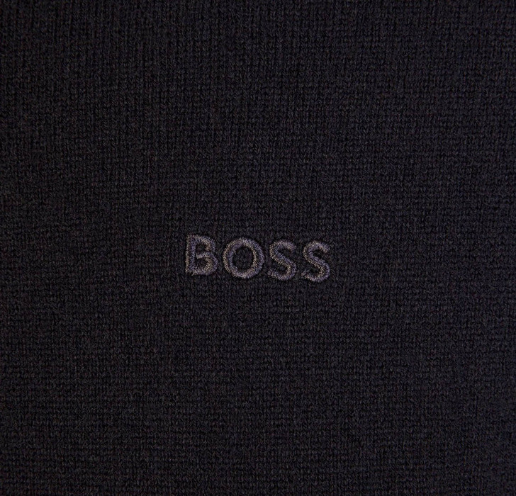 Hugo Boss Mens Sweater Marlo Zip Neck BOSS Wool Jumper in Black