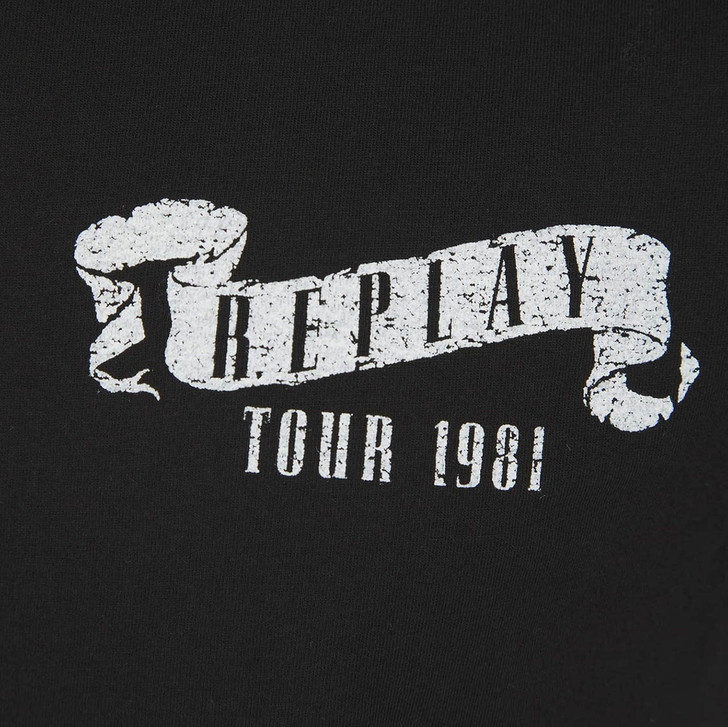 Replay Mens T-Shirt Tour 1981 Print Tee in Black