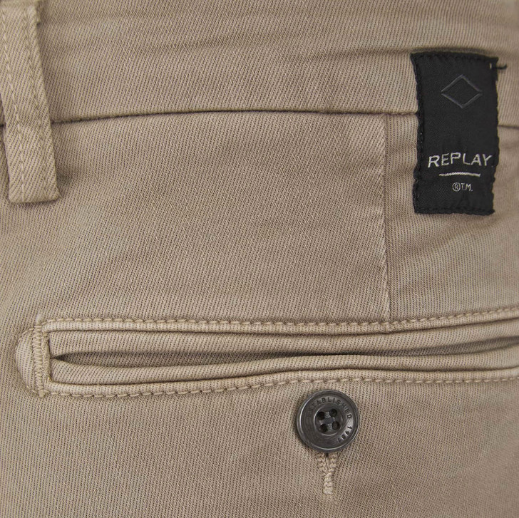 Replay Mens Chino's Hyperflex Zeumar Jean Chino XLITE in Sand Beige