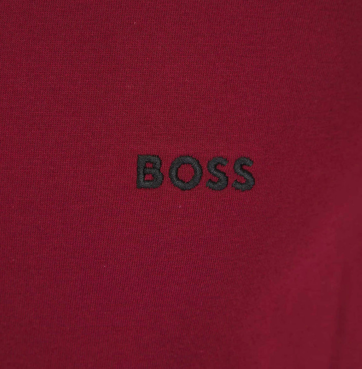 Hugo Boss Mens T-Shirt Embroidered BOSS Tee in Burgundy