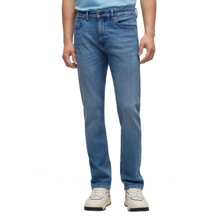 Hugo Boss Mens Jeans BOSS Delaware Peak Blue Comfort Slim Fitted Denim Jeans in Blue