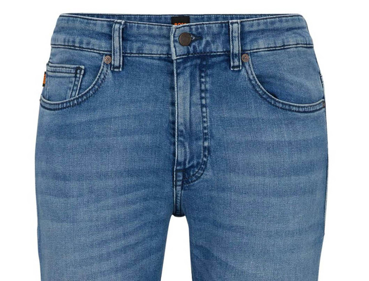 Hugo Boss Mens Jeans BOSS Delaware Peak Blue Comfort Slim Fitted Denim Jeans in Blue