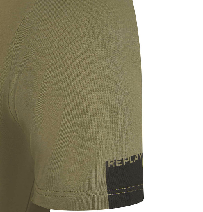 Replay Mens T-Shirt Replay Raw Tee in Army Green