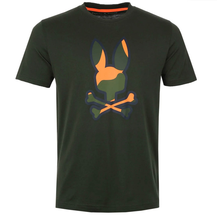 Psycho Bunny Mens T-Shirt Plano Camo Tee in Dark Green