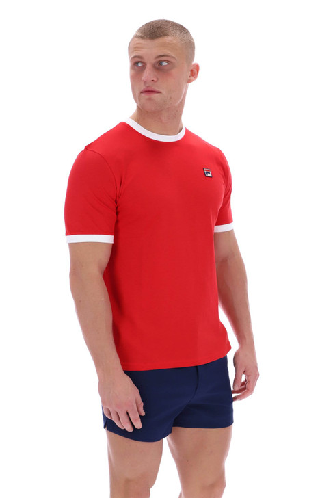 Fila Mens T-Shirt Marconi FILA Vintage Ringer Tee in FILA Red / White