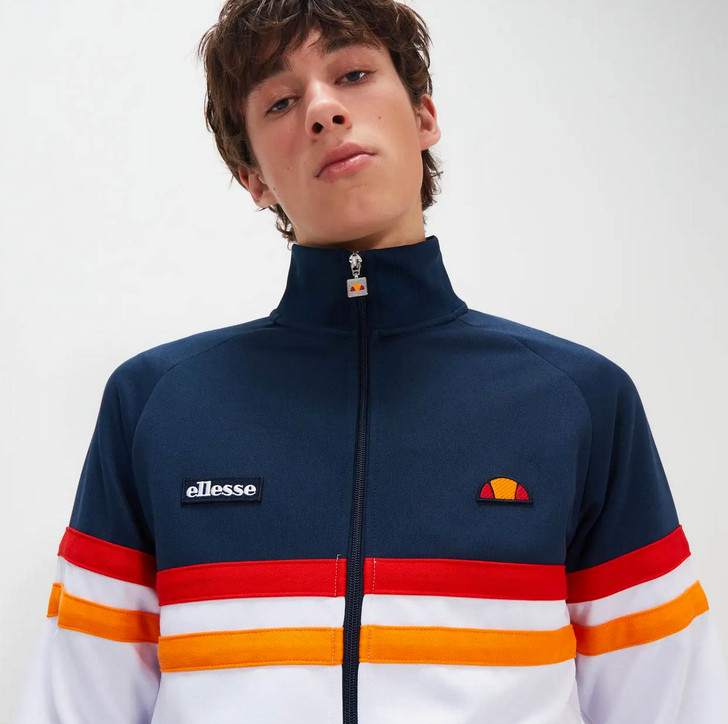 Ellesse Mens Track Jacket Rimini 80's Vintage Track Top in Navy White