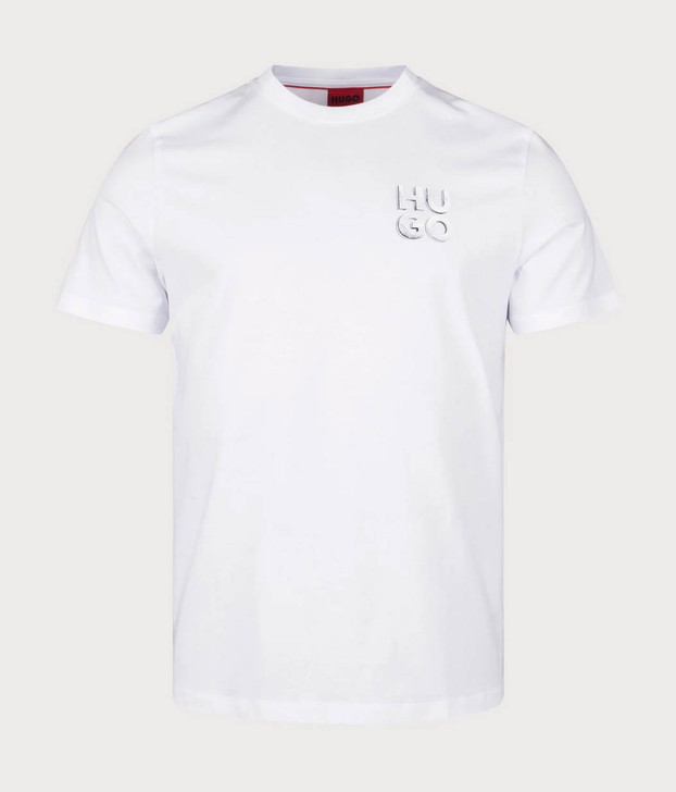 Hugo Mens T-Shirt Detzington HUGO Reflective Logo Tee in White