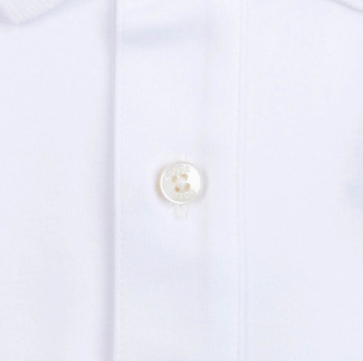 Hugo Boss Mens Polo Shirt BOSS Colour Block Collar Slim Fitted Polo Shirt in White