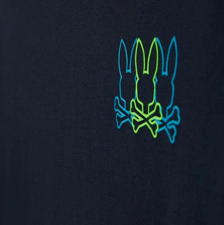 Psycho Bunny Mens T-Shirt Pompey Graphic Tee in Navy