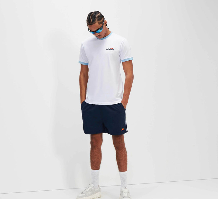 Ellesse Mens T-Shirt Meduno Ringer Tee in White / Light Blue