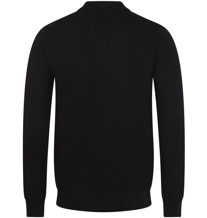 Seinse Polo Shirt Mens Long Sleeve Knit Polo in Black