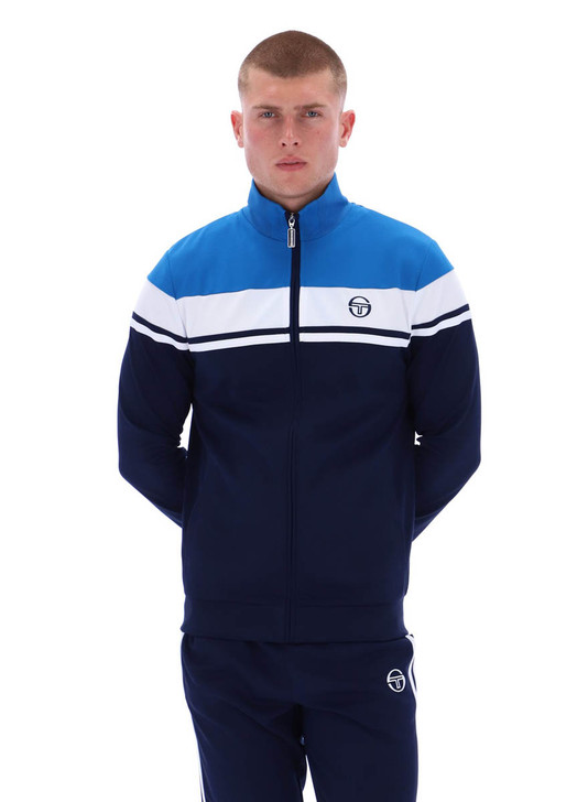Sergio Tacchini Mens Track Top Damarindo Track Jacket in Directoire Blue / White
