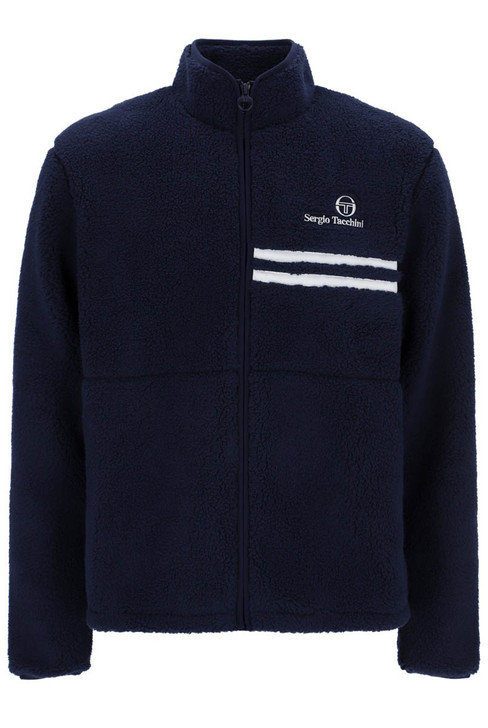 Sergio Tacchini Mens Jacket New Supermac Borg Fleece in Maritime Blue