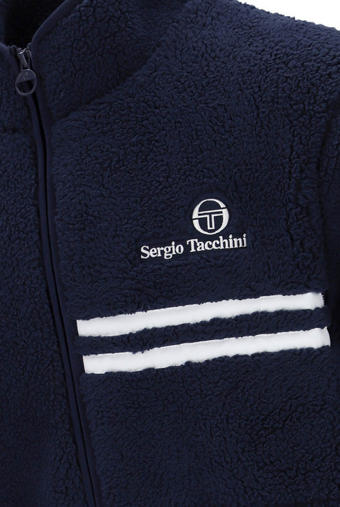 Sergio Tacchini Mens Jacket New Supermac Borg Fleece in Maritime Blue