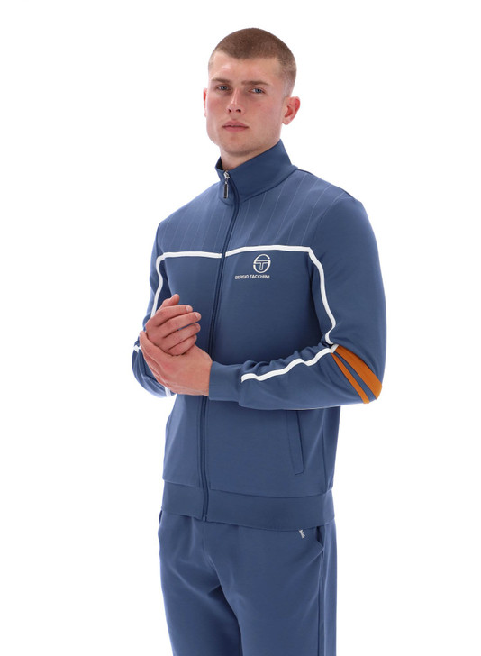 Sergio Tacchini Track Jacket Mens Frankie Track Top in Vintage Indigo / Pumpkin Spice