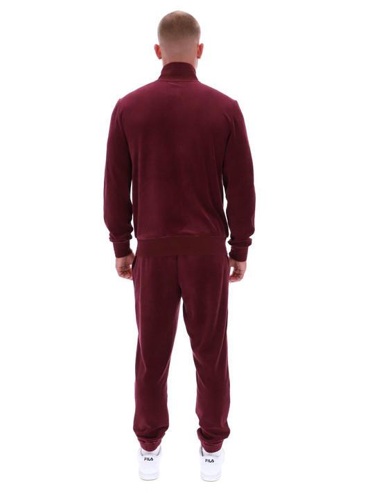 Fila Tracksuit Mens Nero FILA Velour Track Jacket & Bottoms in Burgundy