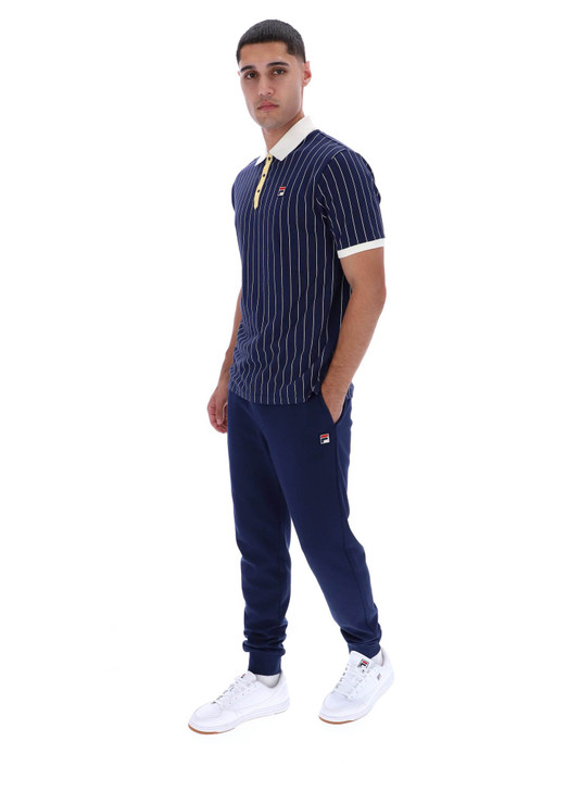 Fila Polo Shirt Mens FILA BB1 Classic Vintage Striped Polo in FILA Navy / Raffia / Gardenia