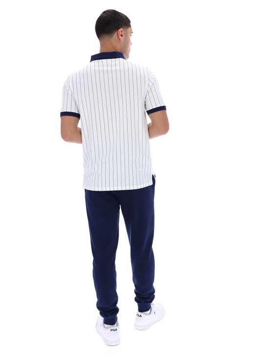 Fila Polo Shirt Mens FILA BB1 Classic Vintage Striped Polo in White / Green / FILA Navy