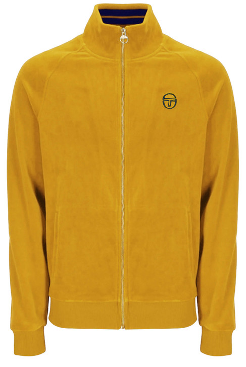 Sergio Tacchini Track Jacket Mens Velour Court Track Top in Arrowwood Yellow