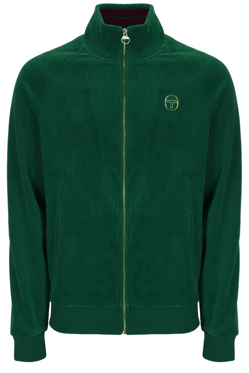 Sergio Tacchini Track Jacket Mens Velour Court Track Top in Eden Green