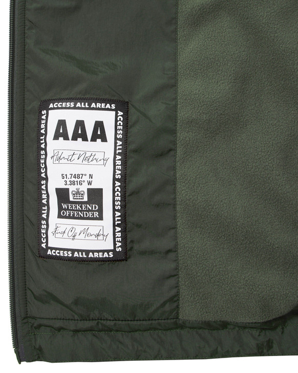 Weekend Offender Jacket Technician Fleece Lined in Black Forest Green