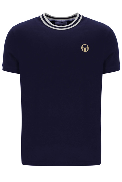 Sergio Tacchini T-Shirt Mens Rainer Tee in Maritime Blue / Gardenia