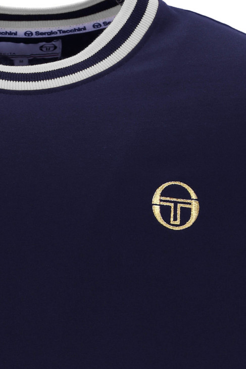 Sergio Tacchini T-Shirt Mens Rainer Tee in Maritime Blue / Gardenia