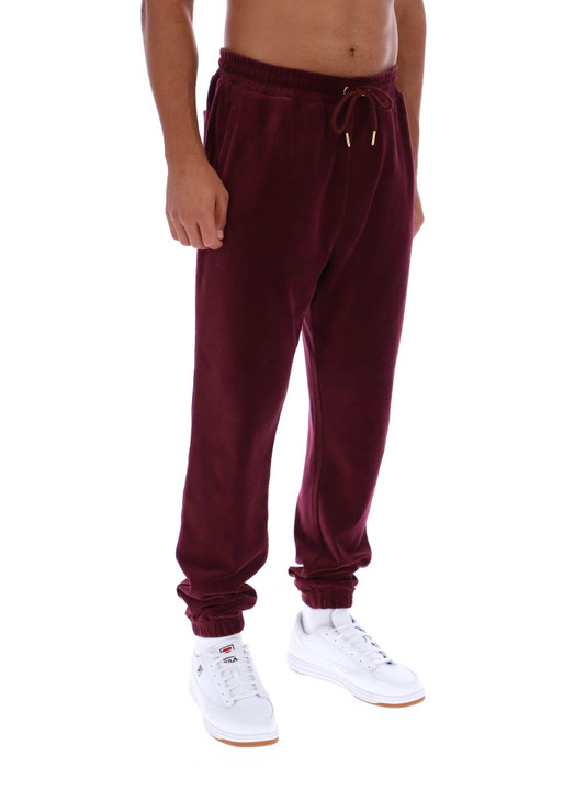 Fila Track Bottoms Velour Eddie Joggers in Burgundy