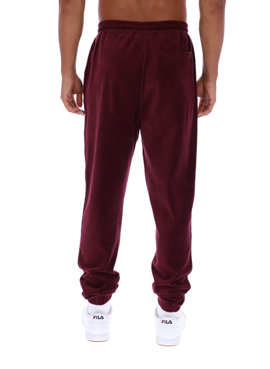 Fila Track Bottoms Velour Eddie Joggers in Burgundy