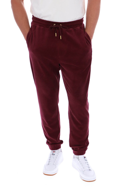 Fila Track Bottoms Velour Eddie Joggers in Burgundy