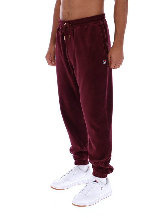 Fila Track Bottoms Velour Eddie Joggers in Burgundy