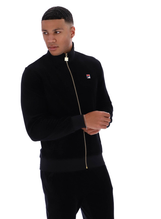 Fila Track Jacket Velour Nero Track Top in Black