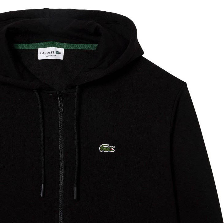 Lacoste Mens Hoodie Organic Cotton Hooded Top in Black