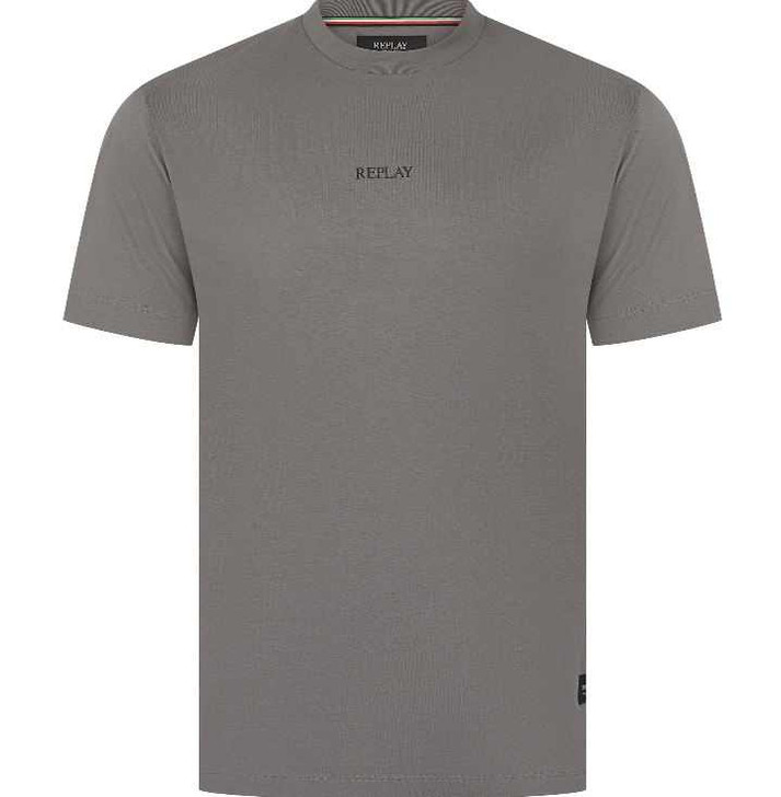 Replay Mens T-Shirt Printed Logo Tee in Grey