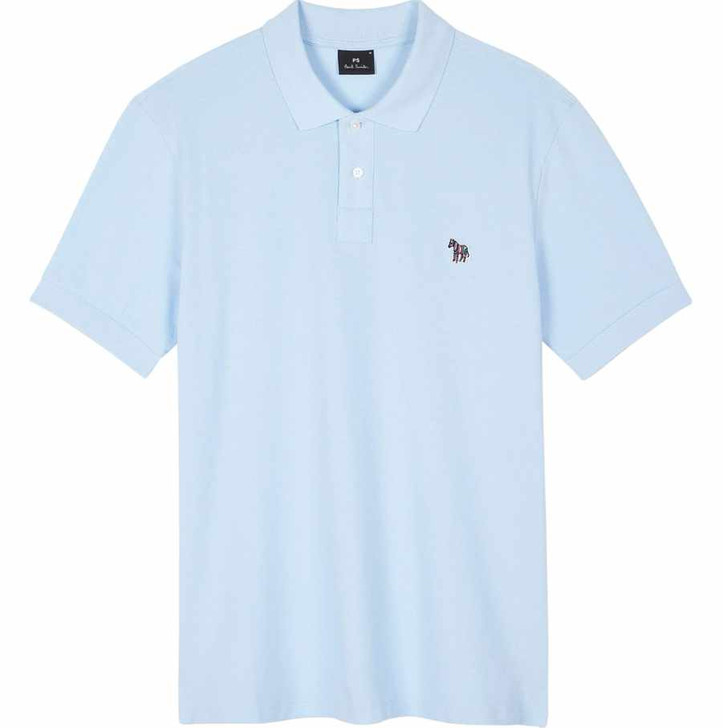 Paul Smith Mens Polo Shirt Classic Zebra Badge Polo in Pale Blue