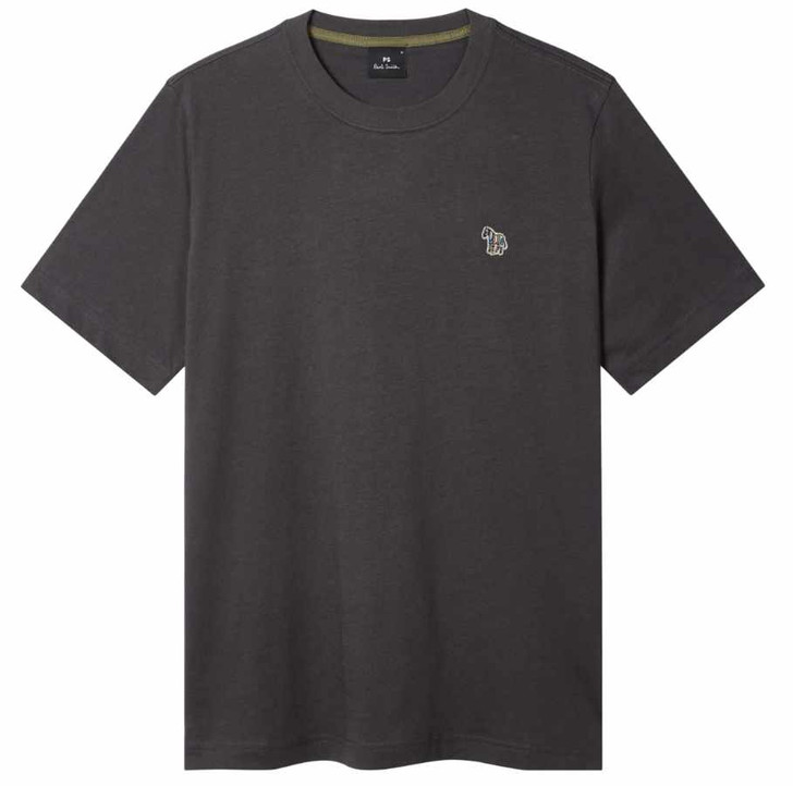 Paul Smith Mens T-Shirt Organic Zebra Tee in Steel Grey