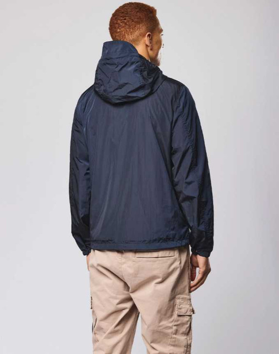 Weekend Offender Mens Jacket Campania Check Statement Windbreaker in Navy Blue