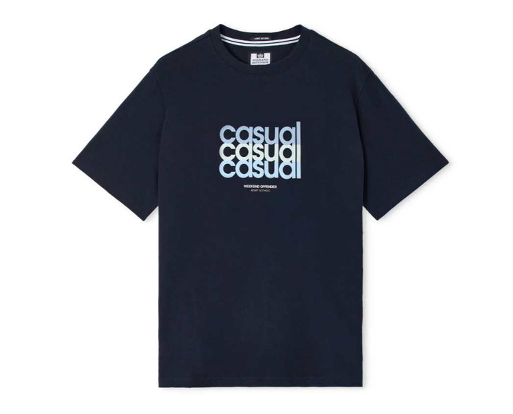 Weekend Offender Mens T-Shirt Casual Logo Tee in Navy Blue