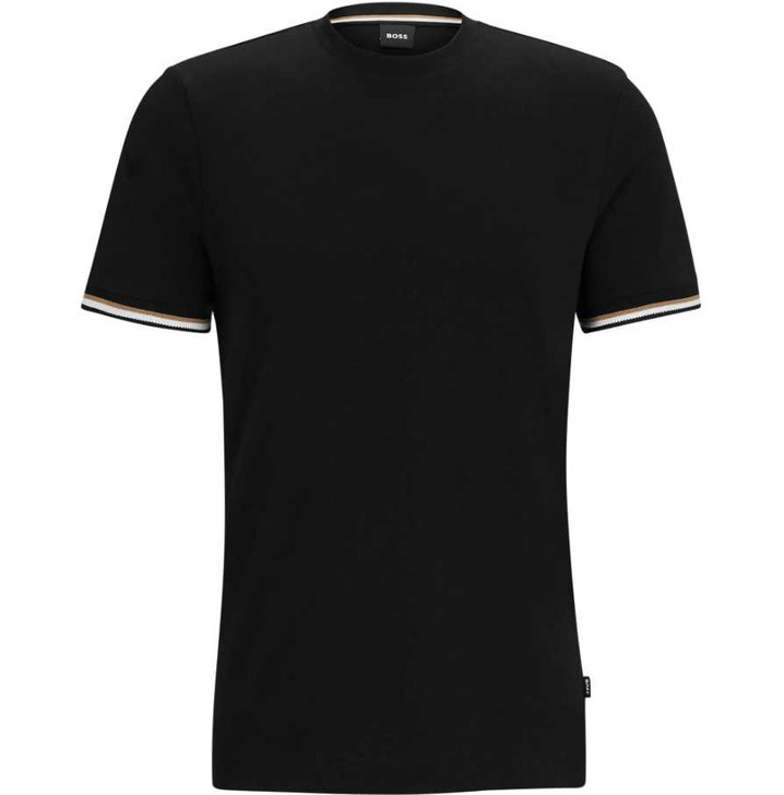 BOSS Mens T-Shirt Hugo Boss Thompson Cotton Tee in Black