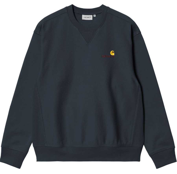 Carhartt Wip Sweatshirt Mens American Script Jumper in Deep Night