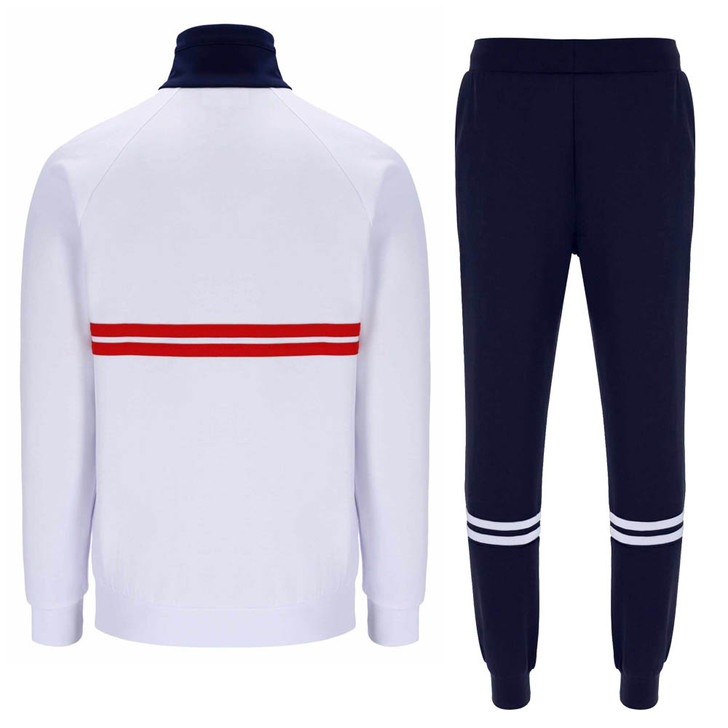 Sergio Tacchini Mens Tracksuit Dallas Track Top and Bottoms in White / Maritime Blue