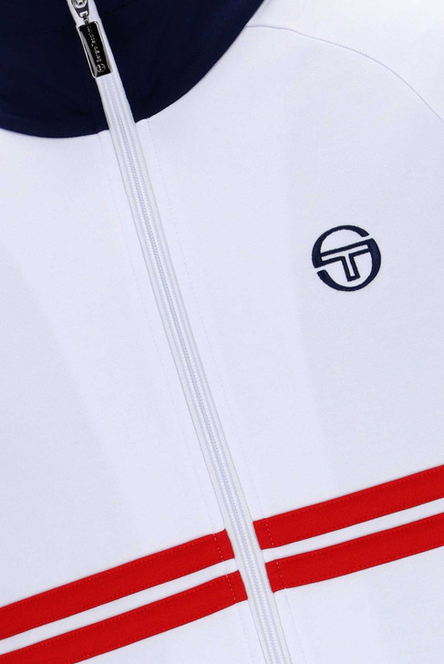 Sergio Tacchini Mens Tracksuit Dallas Track Top and Bottoms in White / Maritime Blue